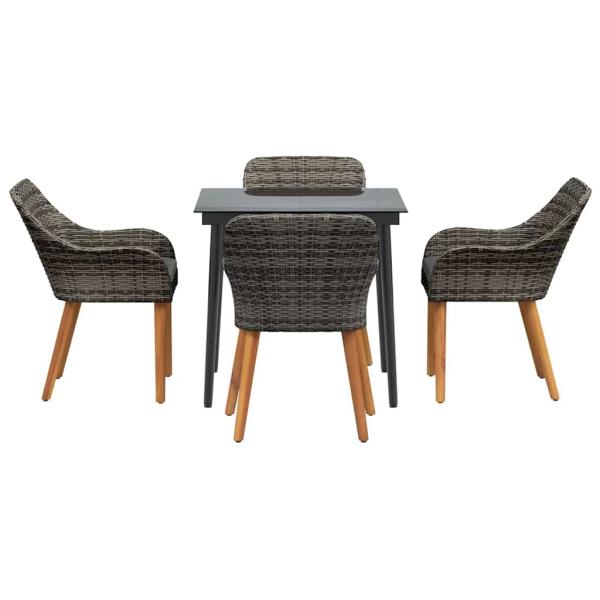 5-teiliges Garten-Essgruppe Grau Poly-Rattan