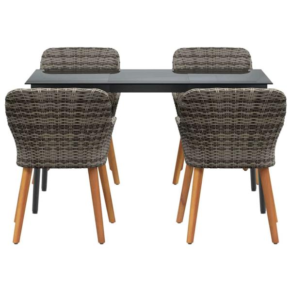 5-teilige Garten Essgruppe Grau Poly Rattan