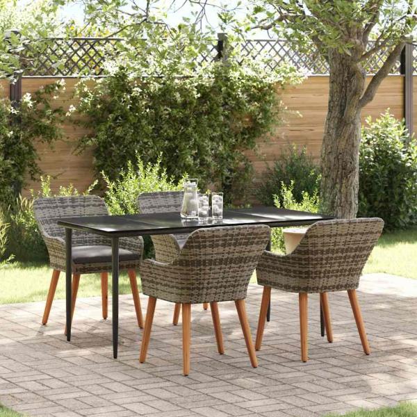 ARDEBO.de - 5-teiliges Garten Essset Grau Poly Rattan