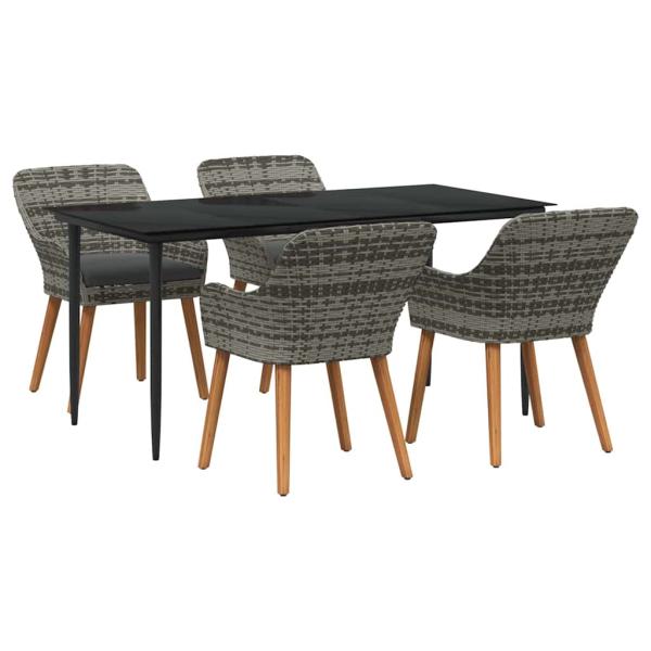 5-teiliges Garten Essset Grau Poly Rattan
