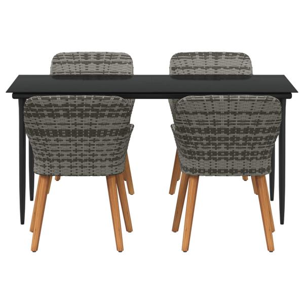 5-teiliges Garten Essset Grau Poly Rattan