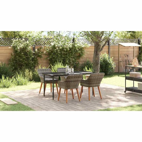 5-teiliges Garten Essset Grau Poly Rattan