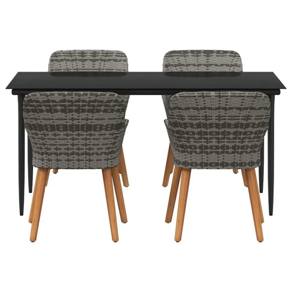 5-teiliges Garten Essset Grau Poly Rattan