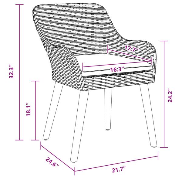 3-teilige Garten Essgruppe Grau Poly Rattan