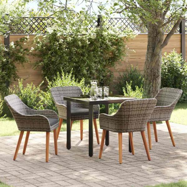 ARDEBO.de - 5-teiliges Garten Essset Grau Poly Rattan