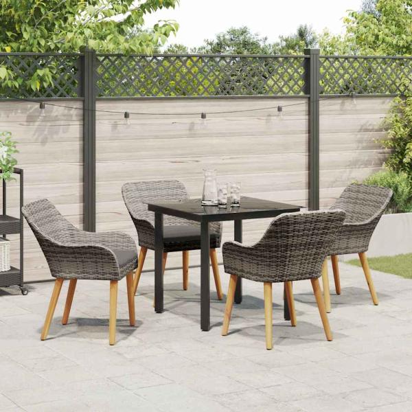 5-teiliges Garten Essset Grau Poly Rattan