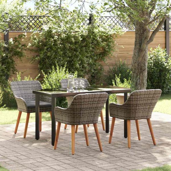 ARDEBO.de - 5-teiliges Garten Essset Graue Polyrattan