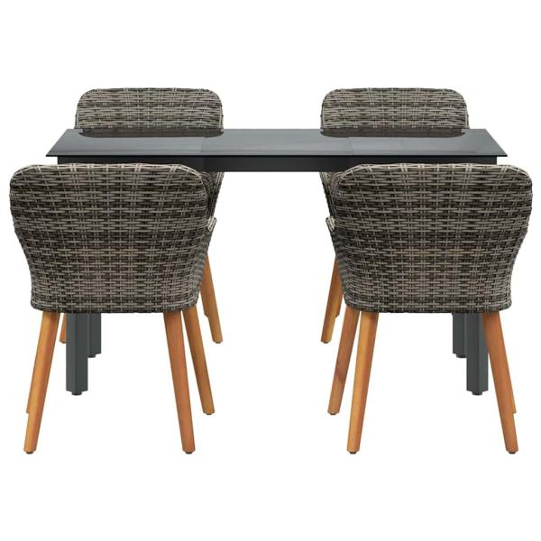 Garten Essgruppe mit Kissen 5 pcs Grau Poly-Rattan