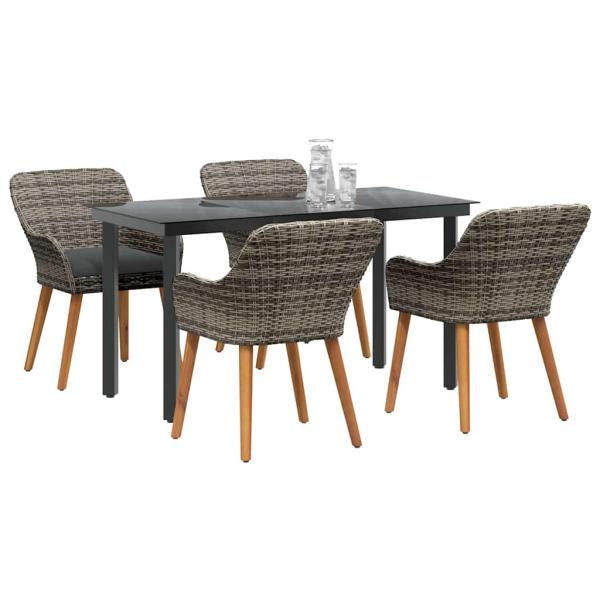 5-teiliges Garten Essset Graue Polyrattan