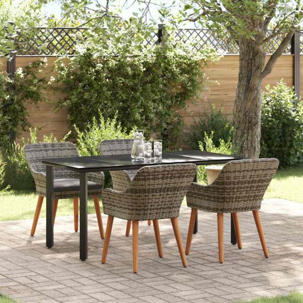 ARDEBO.de - 5-teiliges Garten-Essset in Grau Poly Rattan