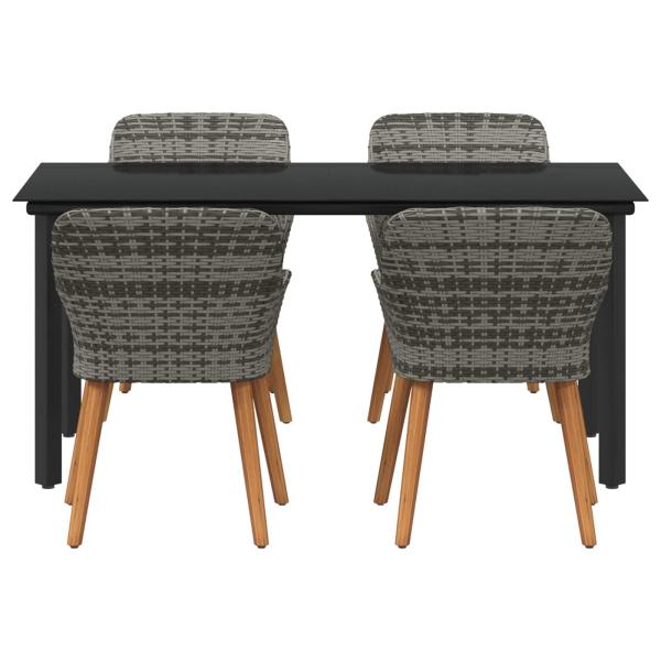 Garten Essgruppe mit Kissen 5 pcs Grau Poly-Rattan