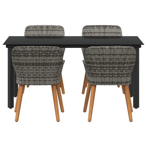 5-teiliges Garten-Essset in Grau Poly Rattan