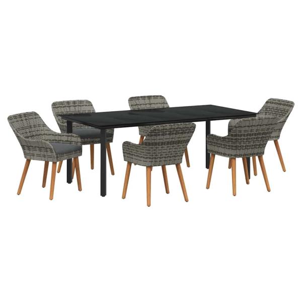 7-teiliges Gartenspeiseset Grau Poly-Rattan