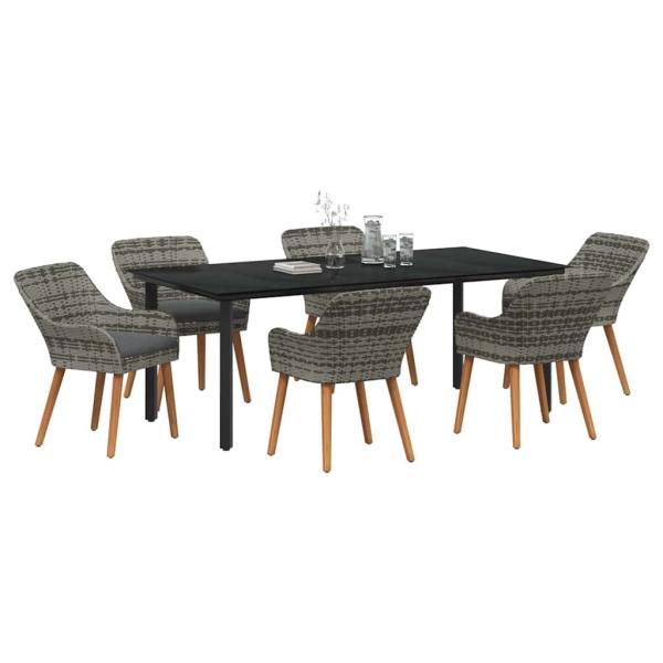7-teiliges Gartenspeiseset Grau Poly-Rattan