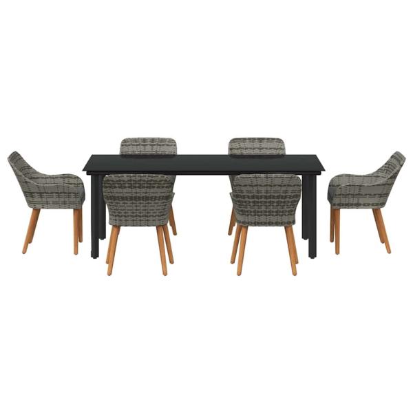 7-teiliges Gartenspeiseset Grau Poly-Rattan