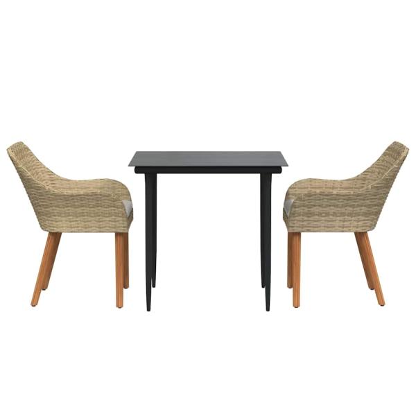 Garten Essgruppe mit Kissen 3 pcs Beige Poly-Rattan