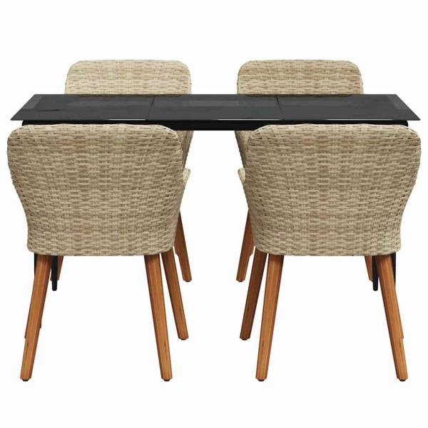 Garten Essgruppe mit Kissen 5 pcs Beige Poly-Rattan