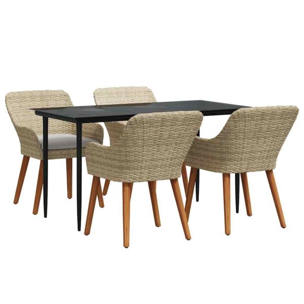 Garten Essgruppe mit Kissen 5 pcs Beige Poly-Rattan