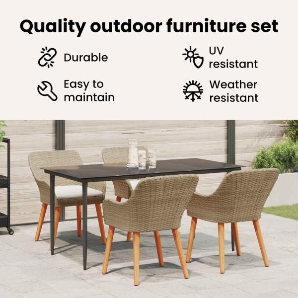 Garten Essgruppe mit Kissen 5 pcs Beige Poly-Rattan