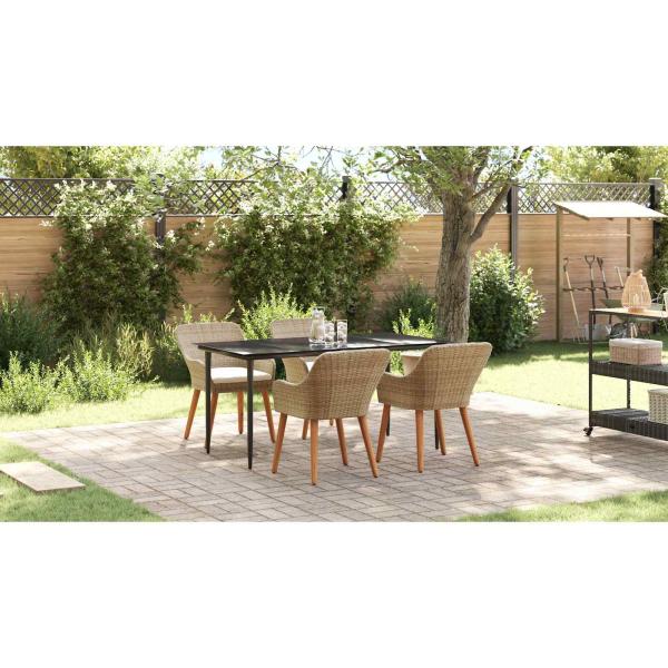 Garten Essgruppe mit Kissen 5 pcs Beige Poly-Rattan