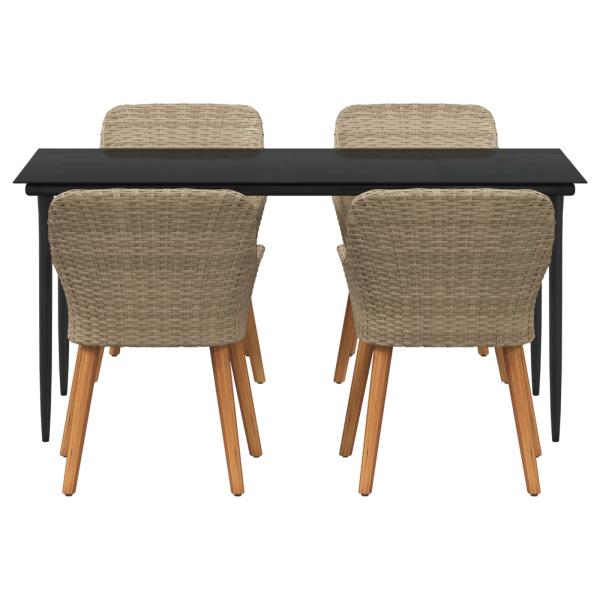 Garten Essgruppe mit Kissen 5 pcs Beige Poly-Rattan