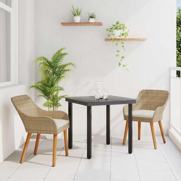 Garten Essgruppe mit Kissen 3 pcs Beige Poly-Rattan