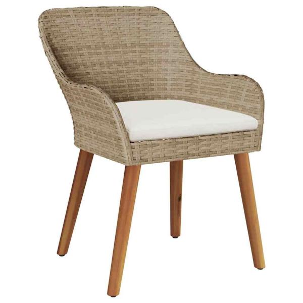 5-teiliges Garten-Esszimmer Set Beigefarbenes Poly-Rattan
