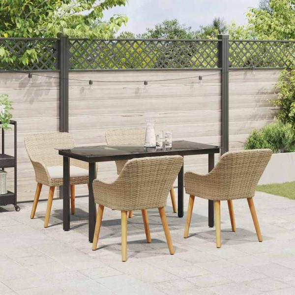 5-teiliges Gartentischset Beige Poly Rattan