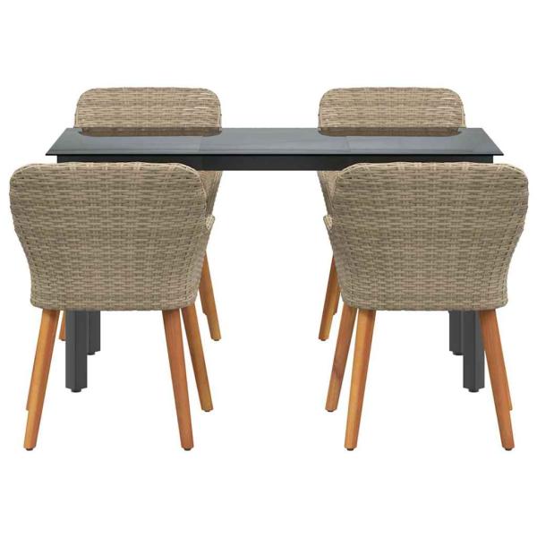 5-teiliges Gartentischset Beige Poly Rattan