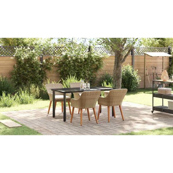 5-teilige Garten Essgruppe Beige Poly Rattan