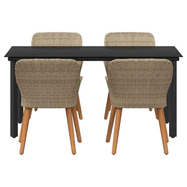 5-teilige Garten Essgruppe Beige Poly Rattan