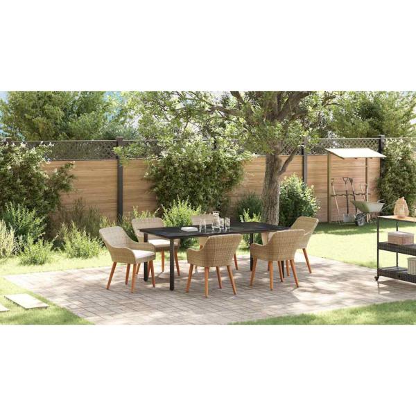 7-teiliges Garten Essset Beige Poly Rattan