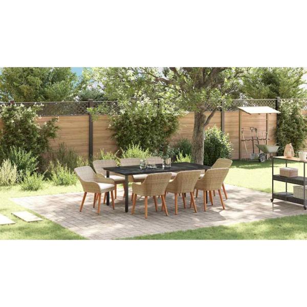 9-teilige Garten Essgruppe Beige Poly Rattan