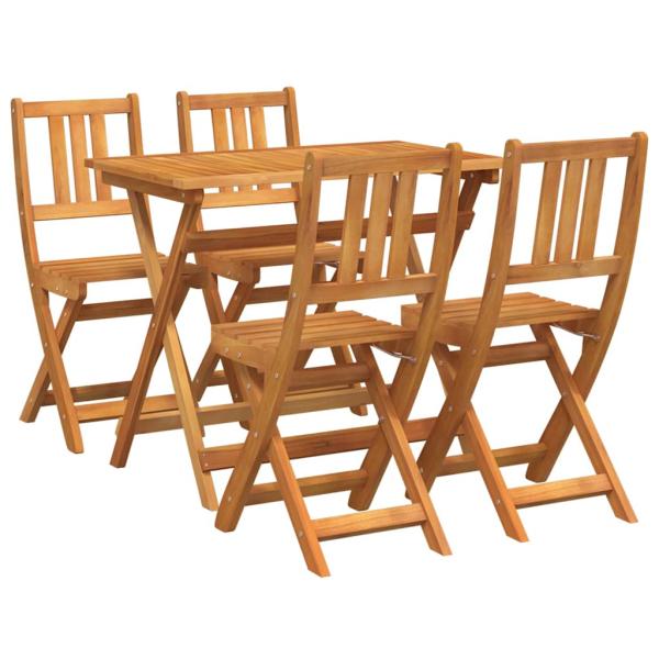 4-teiliges Faltbares Garten Bistro Set aus massivem Akazienholz, Faltbarer Gartentisch Rechteckig 100x55x75 cm aus massivem Akazienholz, Faltbare Gartenstühle 2 Stück 36x46x85 cm aus massivem Akazienholz