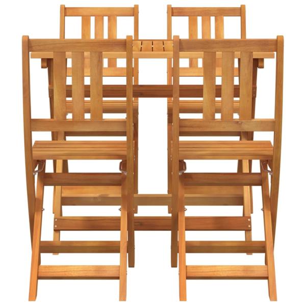 4-teiliges Faltbares Garten Bistro Set aus massivem Akazienholz, Faltbarer Gartentisch Rechteckig 100x55x75 cm aus massivem Akazienholz, Faltbare Gartenstühle 2 Stück 36x46x85 cm aus massivem Akazienholz