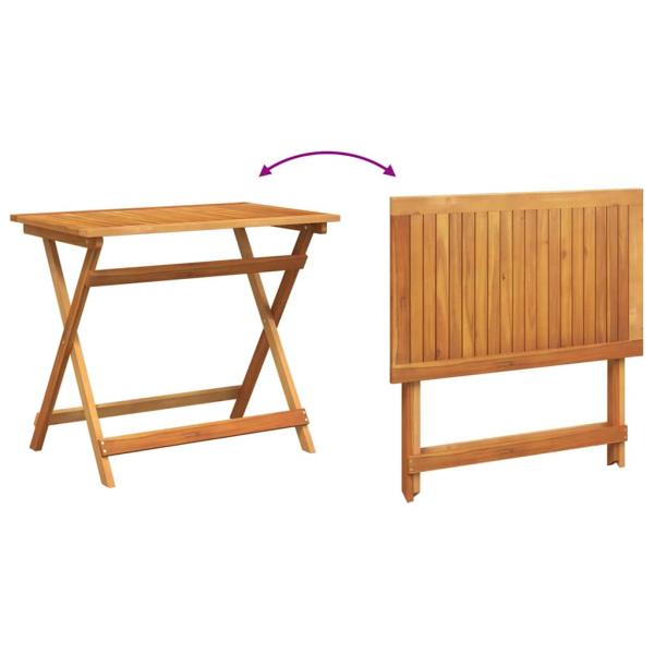 4-teiliges Faltbares Garten Bistro Set aus massivem Akazienholz, Faltbarer Gartentisch Rechteckig 100x55x75 cm aus massivem Akazienholz, Faltbare Gartenstühle 2 Stück 36x46x85 cm aus massivem Akazienholz