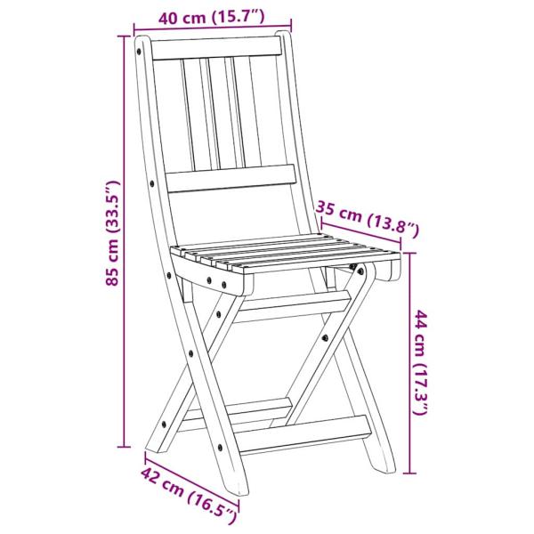 Klappbare Gartenstühle 6 Stk 36x46x86 cm Massivholz Akazie, Klappbare Gartenstühle 2 Stk 36x46x85 cm Massivholz Akazie