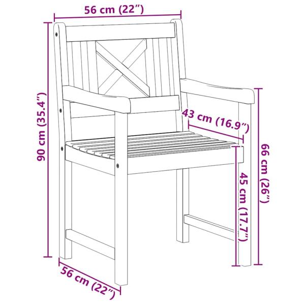 Gartenstühle 6 Stück 56x55.5x90 cm Massivholz Akazie, Gartenstühle 2 Stück 56x56x90 cm Massivholz Akazie