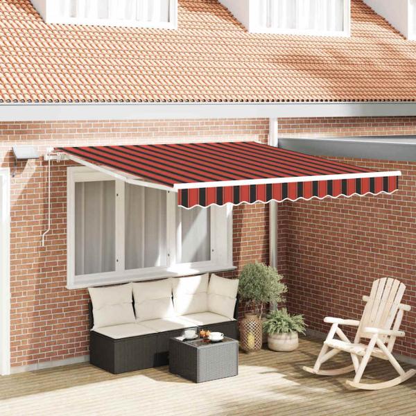 ARDEBO.de - manuelle einziehbare Markise mit LED Orange und Braun 300x250 cm