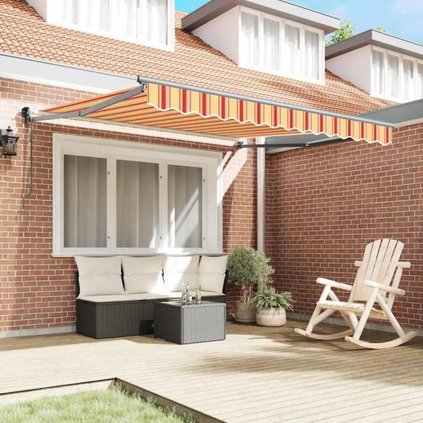 Automatische Einziehbare Markise Beige und Rot Gestreift 300x250 cm