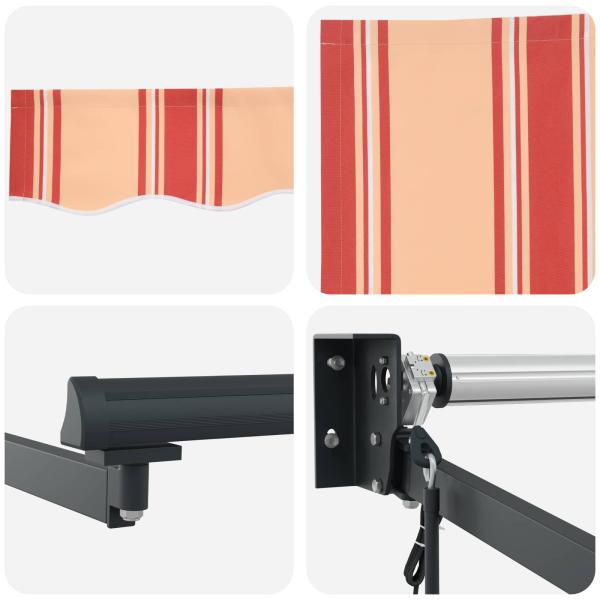 Automatische Einziehbare Markise Beige und Rot Gestreift 300x250 cm