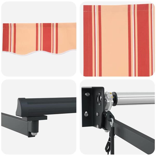 Automatische Einziehbare Markise Beige und Rot Gestreift 300x250 cm