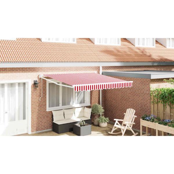 ARDEBO.de - Automatische Einziehbare Markise Rot und Weiß gestreift 300x250 cm