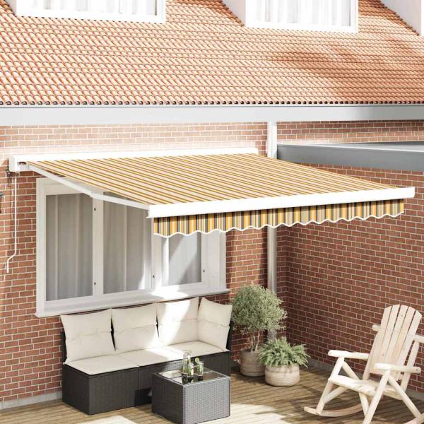 ARDEBO.de - Automatische Einziehbare Markise mit mehrfarbigen Streifen 300x250 cm