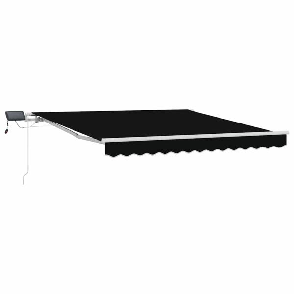 Manuelle einziehbare Markise mit LED Schwarz 300x250 cm, Markisen-Ersatzstoff für 3x2,5 m Rahmen Schwarz