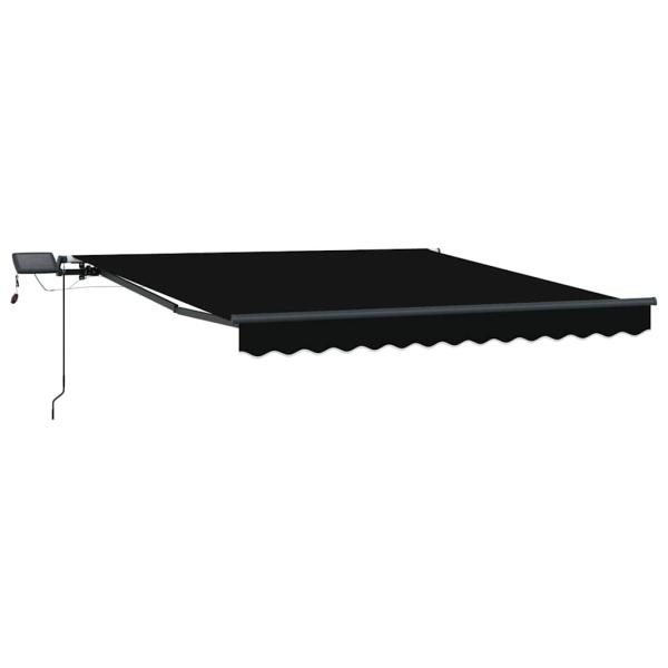 Manuelle einziehbare Markise mit LED Schwarz 300x250 cm, Markisen-Ersatzstoff für 3x2.5 m Rahmen Schwarz