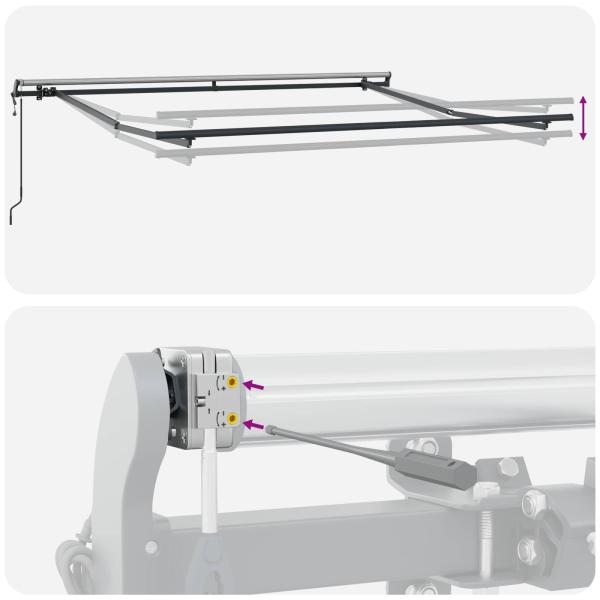 Automatische einziehbare Markise Schwarz 300x250 cm, Markisenersatzstoff für 3x2.5 m Rahmen Schwarz
