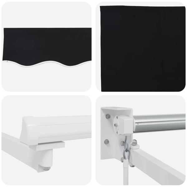 manuelle Einziehmarkise Schwarz 300x250 cm, Ersatzstoff für Markisenrahmen 3x2.5 m Schwarz