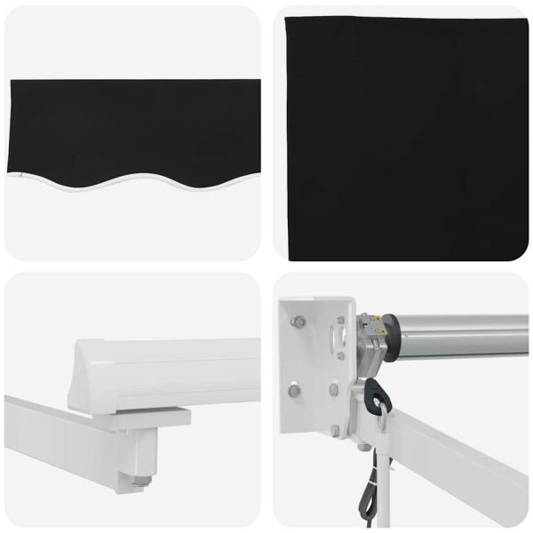 Automatische Einziehbare Markise Schwarz 300x250 cm, Markisen Ersatzstoff für 3x2.5 m Rahmen Schwarz
