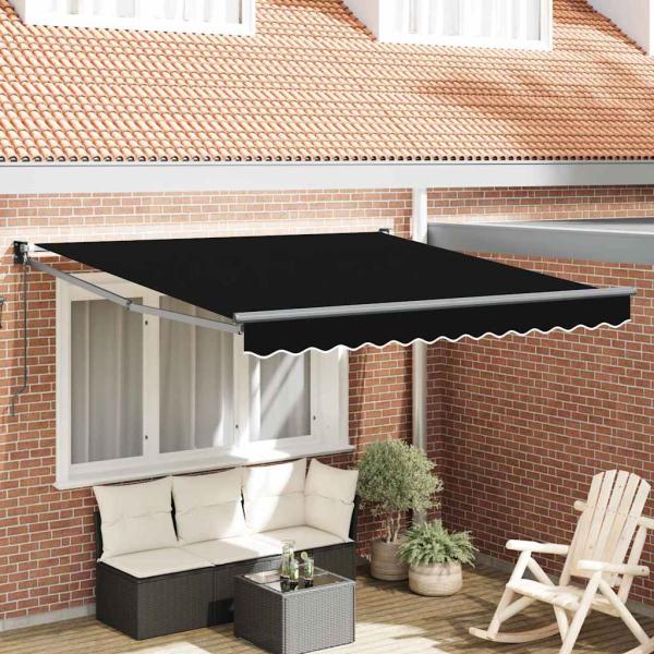 ARDEBO.de - Manuelle Einziehbare Markise Schwarz 300x250 cm, Markisen Ersatzstoff für 3x2,5 m Rahmen Schwarz